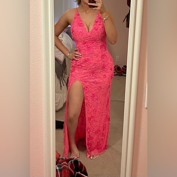 PRIMAVERA HOT PINK PROM DRESS - Picture 1 of 4